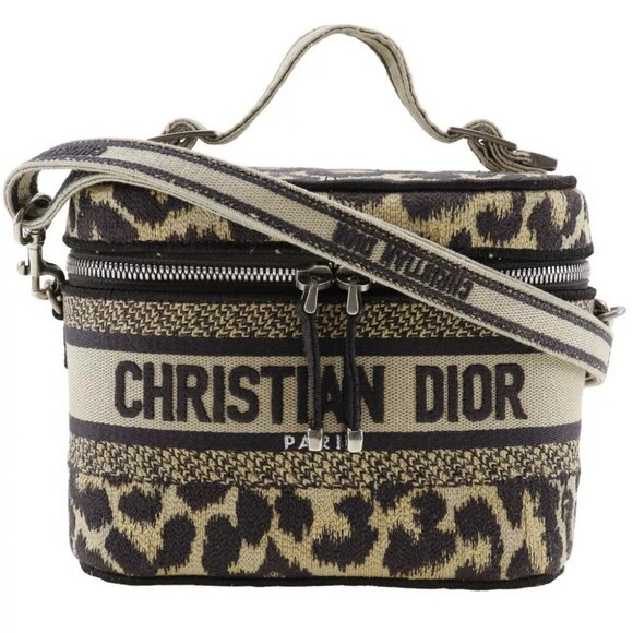 Dior Vanity Handbag 2WAYShoulder Leopard beige canvas Women - Picture 1 of 9